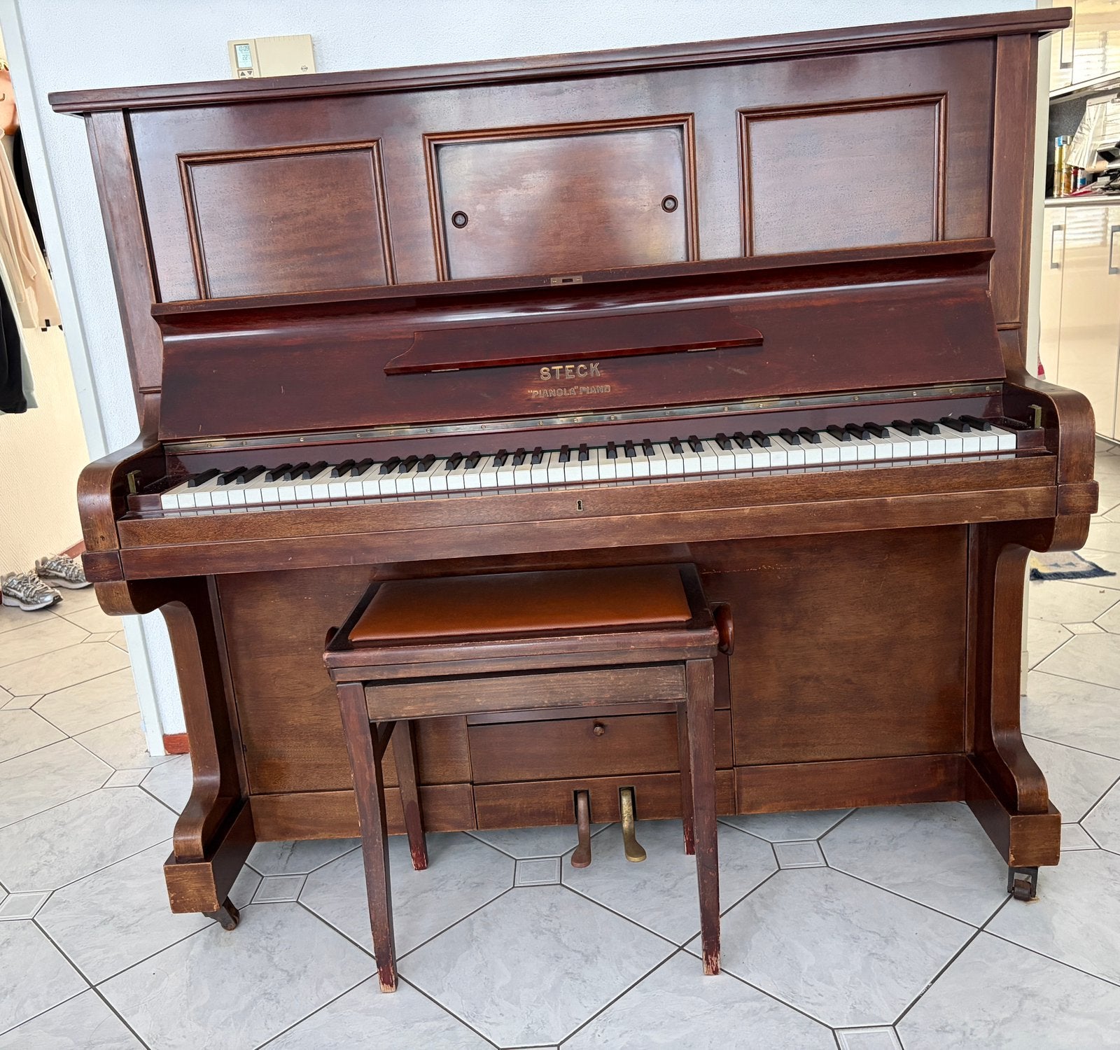 Te koop Piano/Pianola Steck, Ophalen, Gebruikt, Bruin, Piano