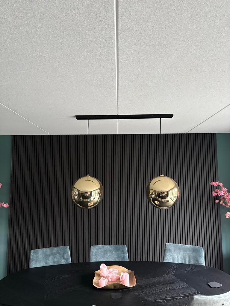 Hanglamp gouden bollen - Replica Tom Dixon, Ophalen of Verzenden, Zo goed als nieuw, Metaal, 75 cm of meer