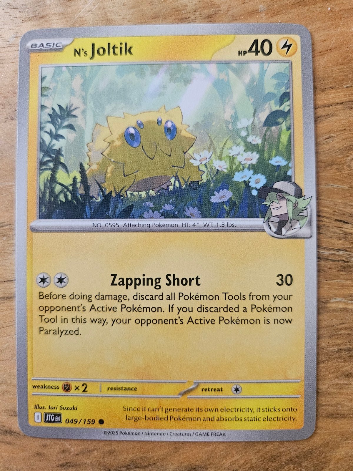 Pokémon Kaart: N's Joltik (049/159) - Basic - HP40, Ophalen of Verzenden, Zo goed als nieuw, Losse kaart