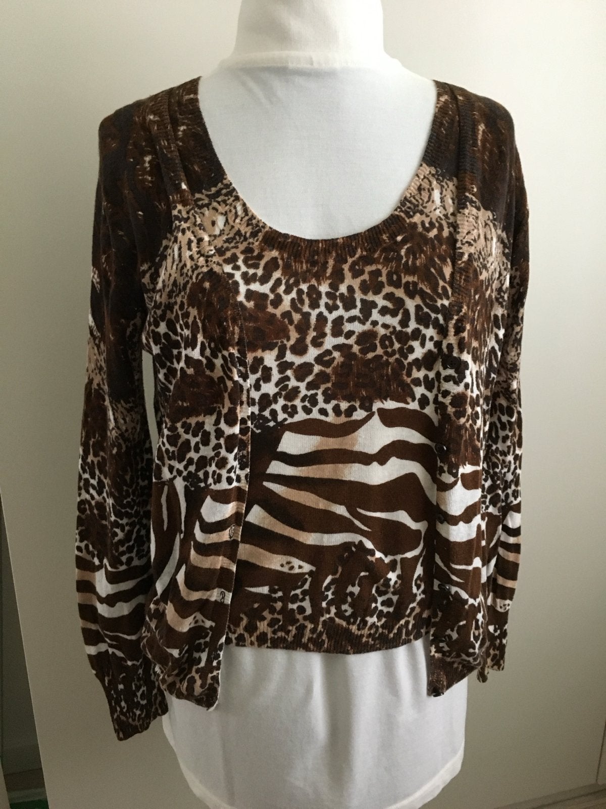 Zaffiri Selection Cardigan met Animal Print, Kleding | Dames, Ophalen of Verzenden, Zo goed als nieuw, Maat 38/40 (M), Bruin