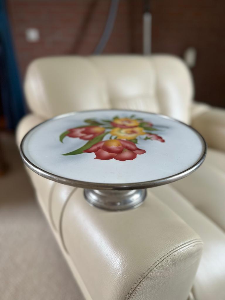Vintage Taartplateau met Bloemenmotief, Ophalen of Verzenden, Zo goed als nieuw