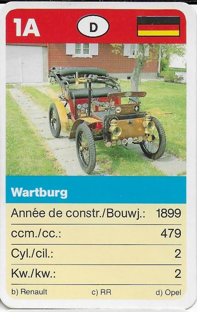 Kw4531 autokaartje 1a wartburg, Verzamelen, Ophalen of Verzenden, Zo goed als nieuw, Auto's