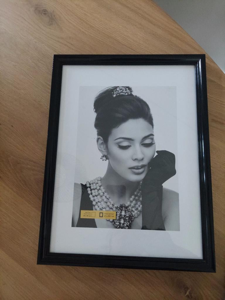 Ikea Rodalm fotolijst 30x40 zwart glimmend met passe-partout, Ophalen of Verzenden, Zo goed als nieuw