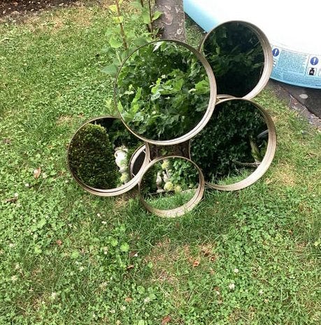 Decoratieve spiegel set van 5 ronde spiegels, Ophalen, Gebruikt, Rond, Minder dan 100 cm