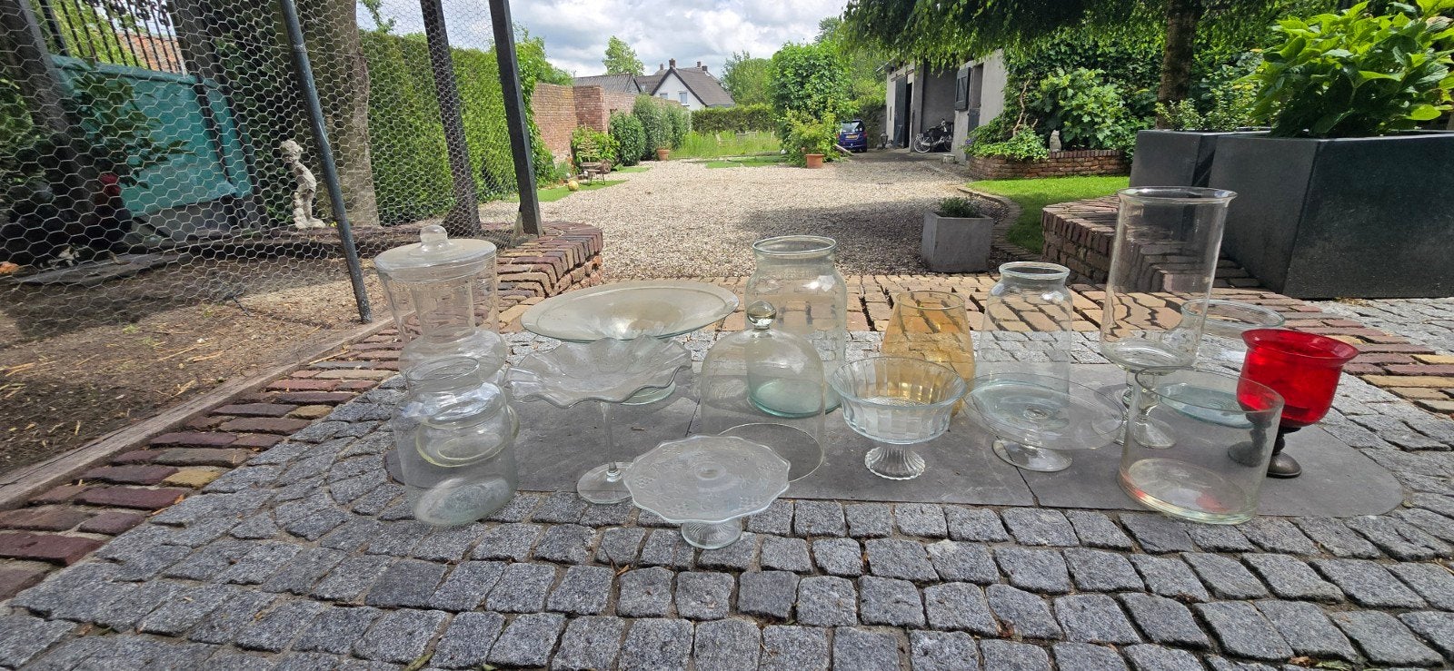 Allerlei glaswerk / vazen stolp taartplateau, Antiek en Kunst, Ophalen