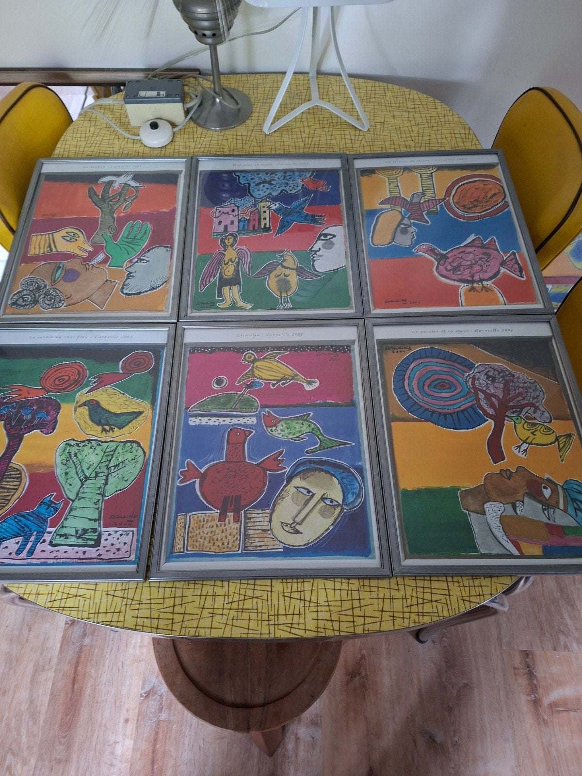 11 posters ingelijst Corneille Kalenderreeks 2001, Ophalen of Verzenden