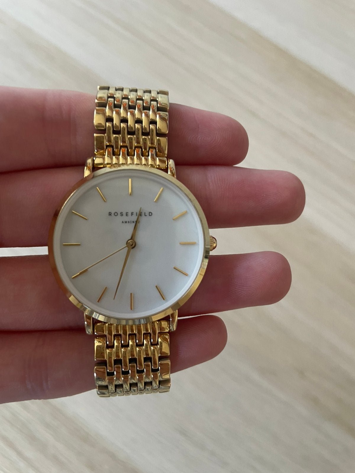 Goud vergulde Rosefield AMS-NYC Quartz dameshorloge, Overige merken, Staal, Staal, Polshorloge