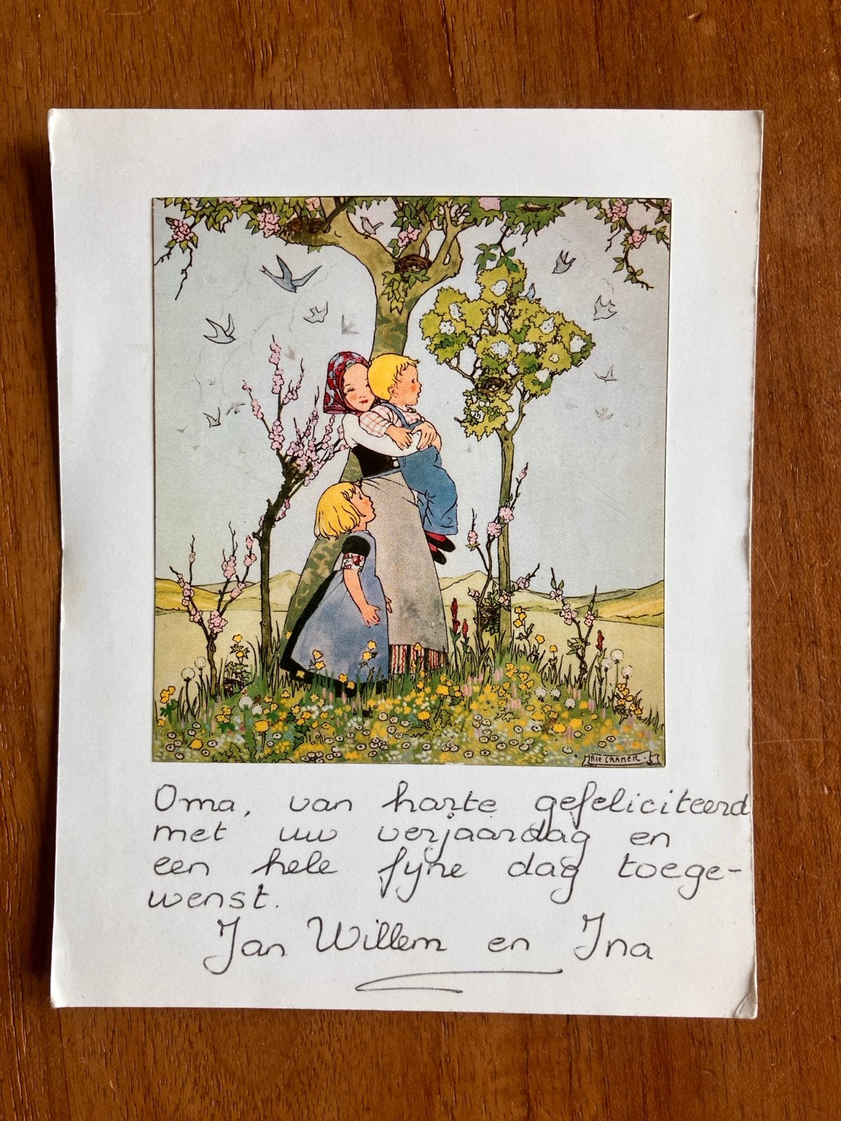 Rie Cramer. Kinderen onder boom., Ophalen of Verzenden, 1960 tot 1980, Gelopen, Kinderen