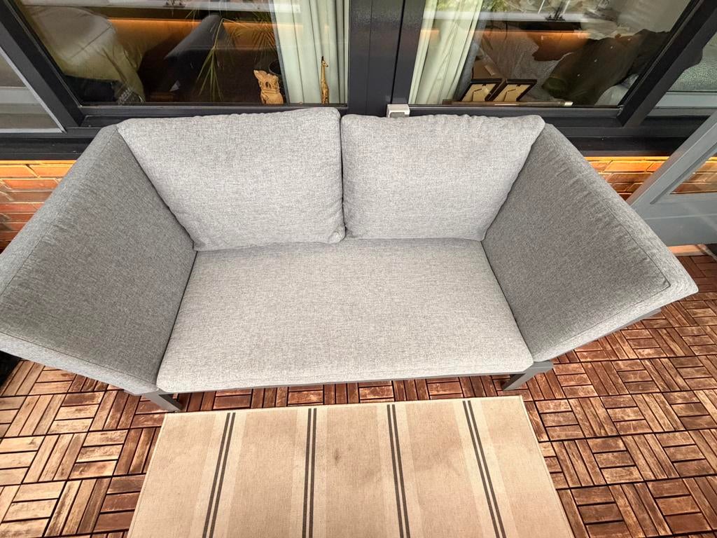 Aluminium (gepoedercoat) antraciet loungebank te koop, Tuin en Terras, Aluminium, Zo goed als nieuw, Loungeset, Bank
