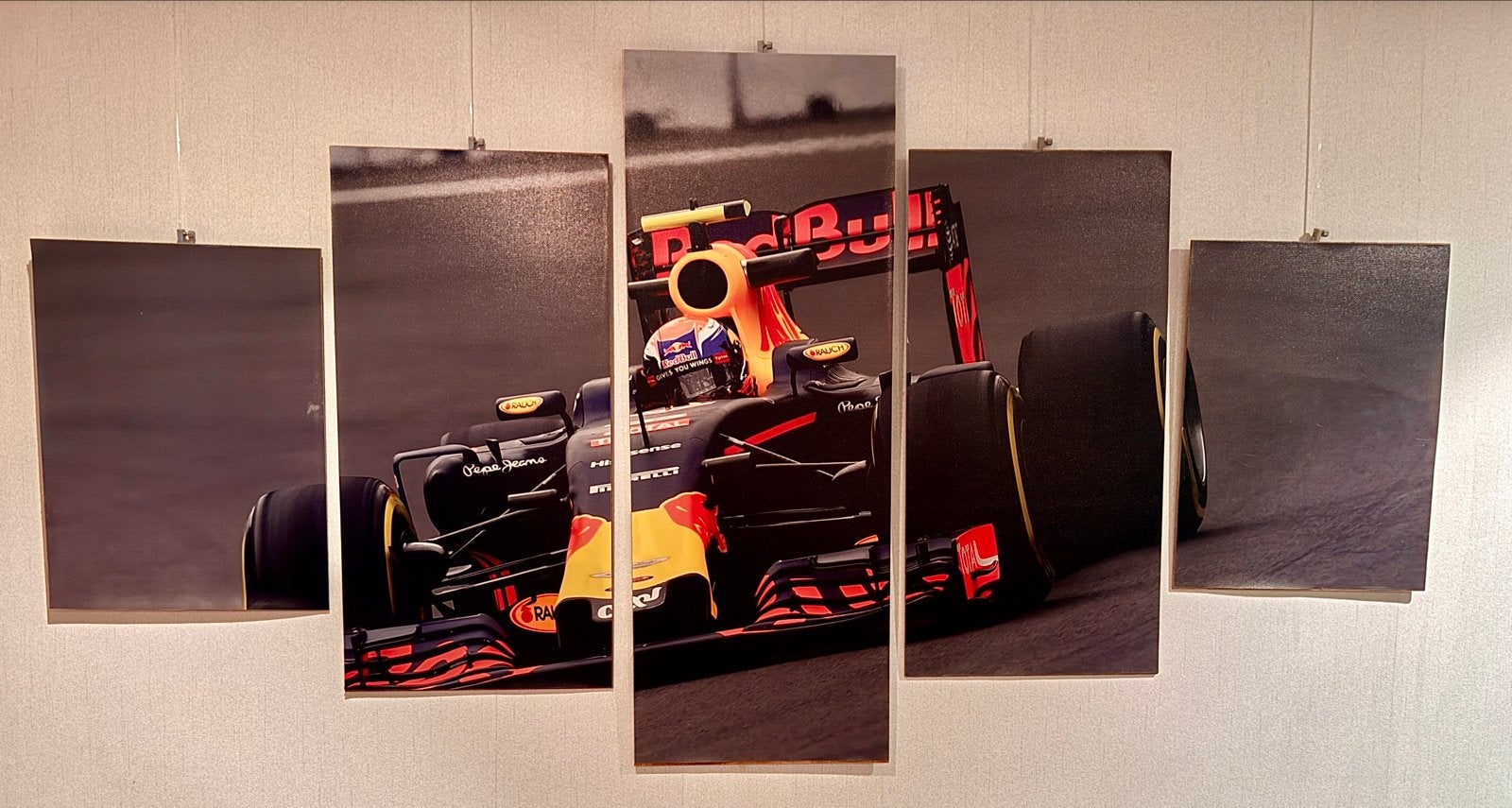 Max Verstappen 5-luik op triplex plaat - 160x80cm, Gebruikt, 125 cm of meer, Ophalen of Verzenden, Print