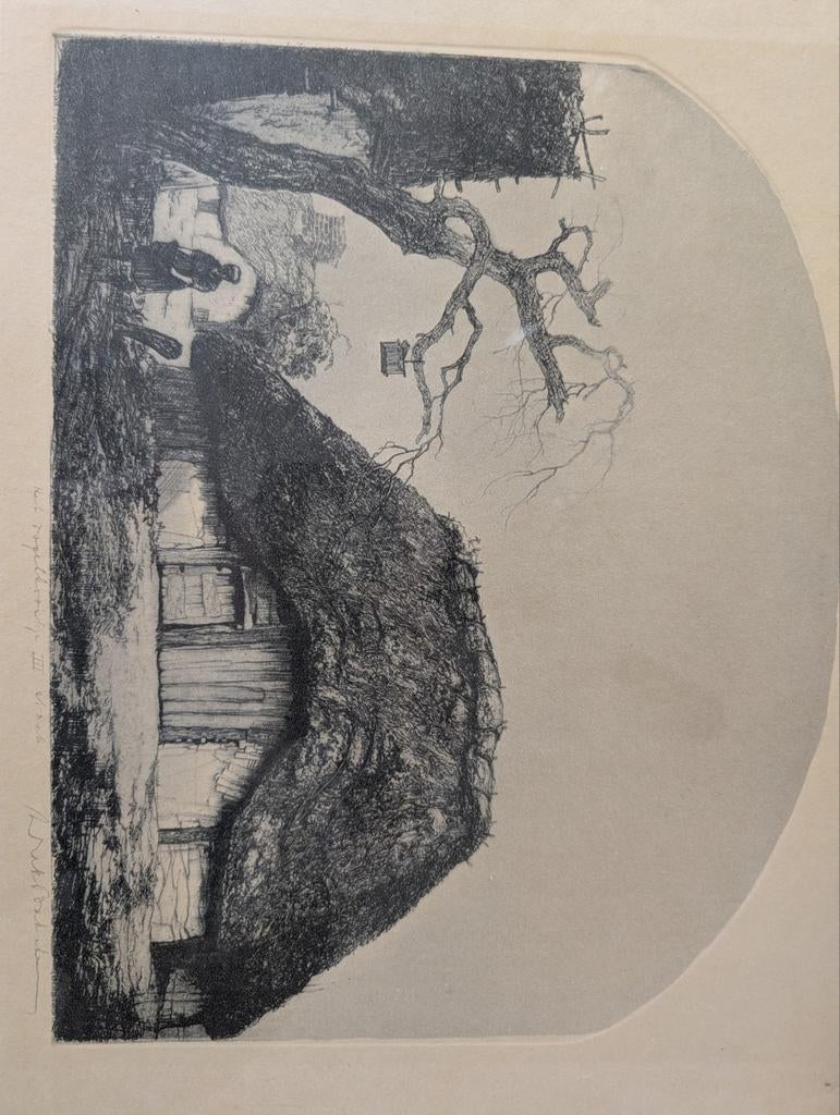 Dirk Baksteen (1886-1991) - ‘Het Vogelkooitje III’, Ets, Ophalen of Verzenden, Landschap, Origineel