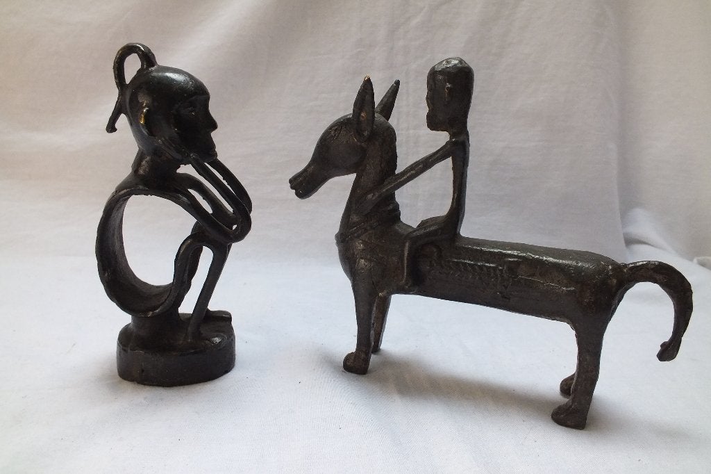 2 bronzen beeldjes., Overige typen, Minder dan 20 cm, Ophalen of Verzenden, Afrika