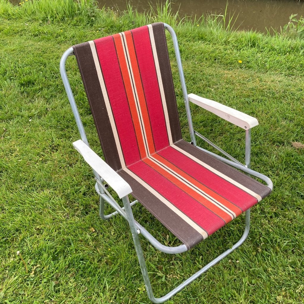 Gestreept vintage campingstoeltje, Ophalen, Zo goed als nieuw, Campingstoel