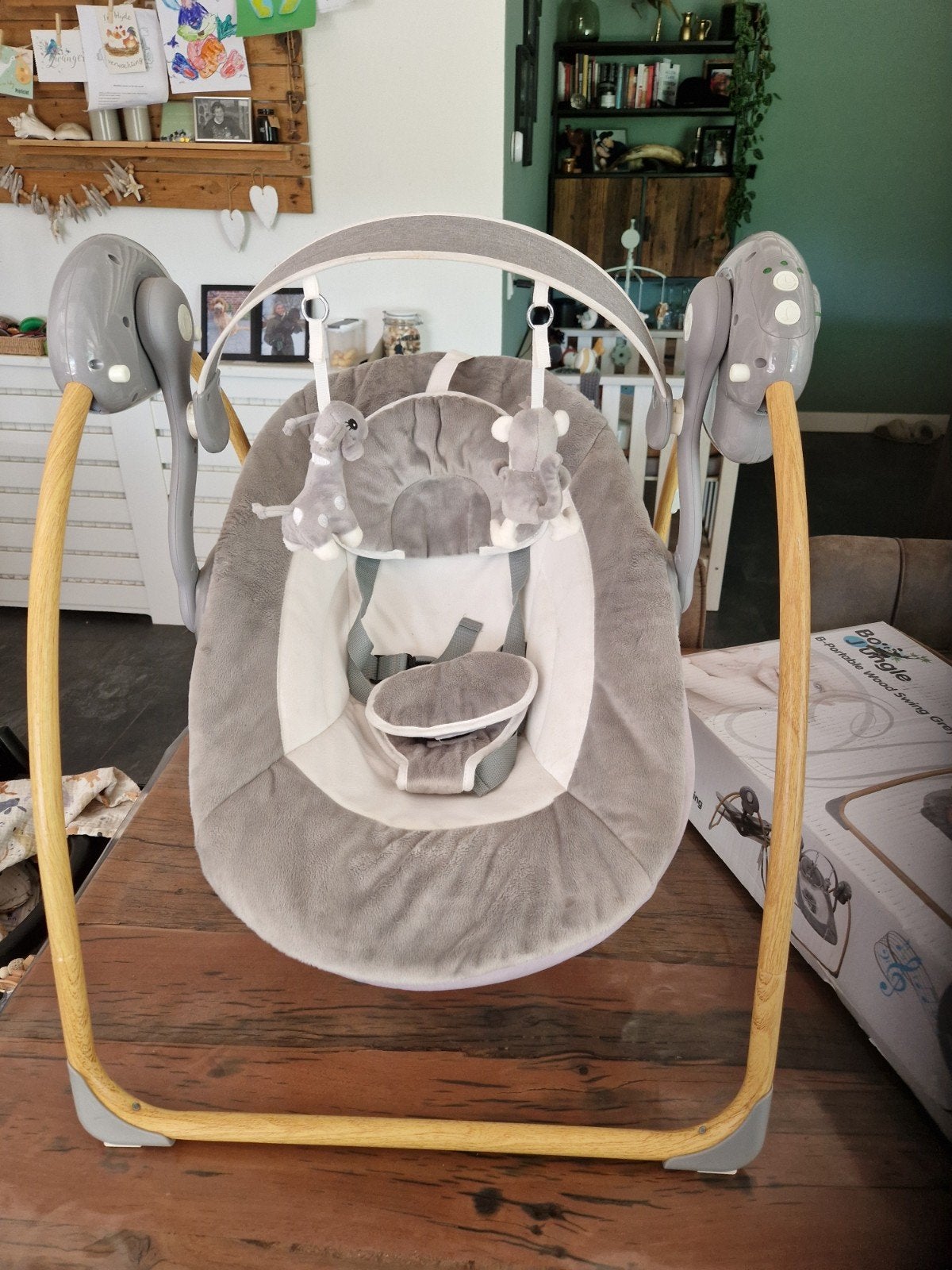 Bo Jungle B-Portable Wood Swing Grey Babyschommel, Ophalen of Verzenden, Gebruikt