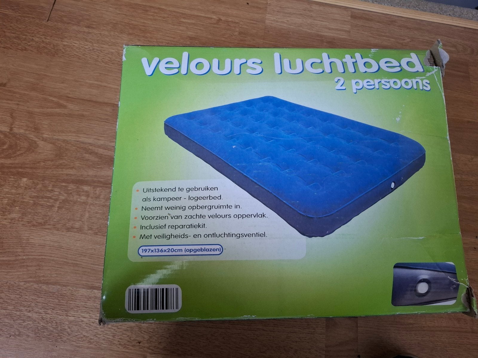 Velours Luchtbed 2-persoons - Ideaal voor Kamperen/Logeren, Ophalen of Verzenden, Nieuw, 2-persoons