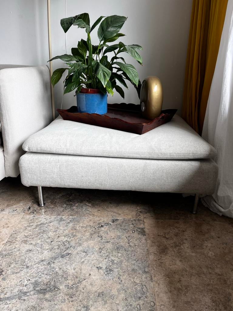 IKEA Söderhamn voetenbank/poef - lichtgrijs, Gebruikt, Vierkant, Ophalen of Verzenden, 75 tot 100 cm