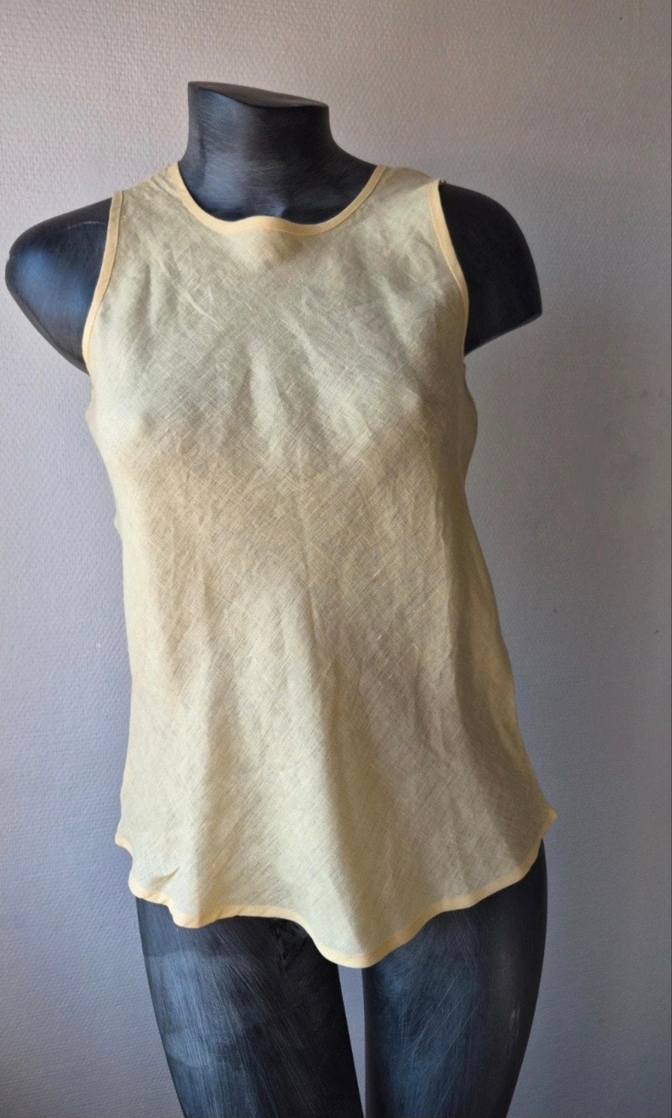 Baserange Dydine linnen Tank Top - Lichtgeel Linnen - Maat X, Geel, Nieuw, Ophalen of Verzenden, Baserange
