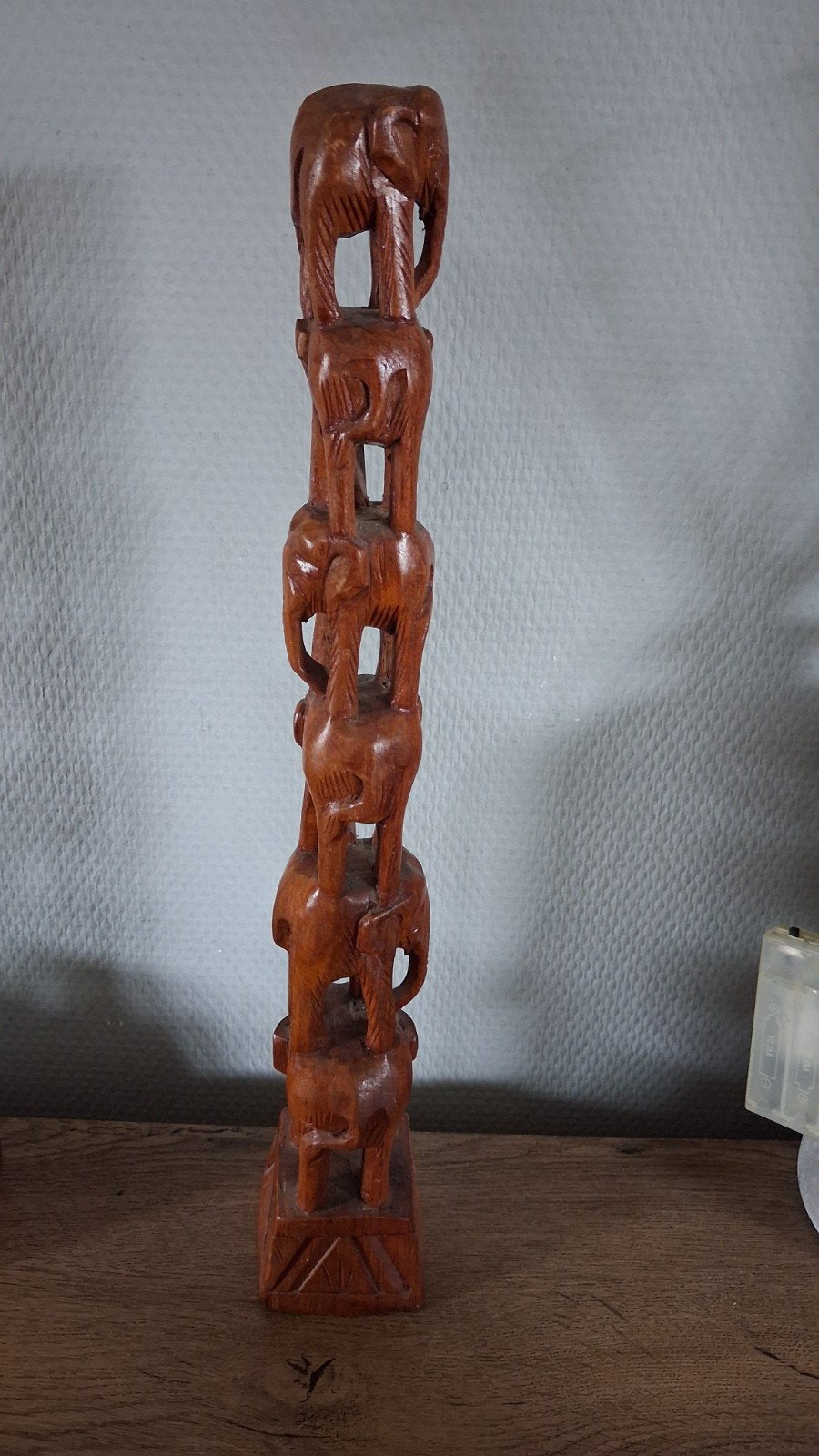 Houten olifantenstapel sculptuur, handgesneden, Ophalen, 20 - 50 cm, Beeld, Hout