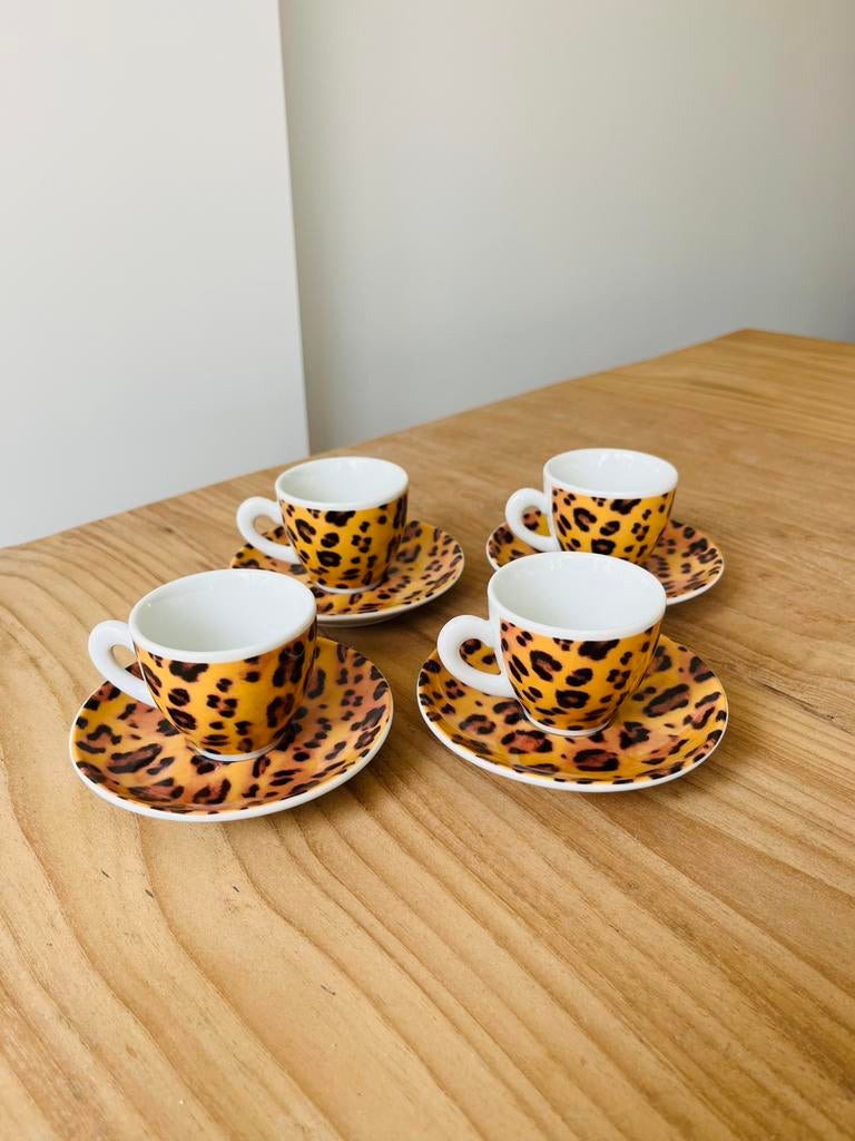 Vintage leopard servies kop / schotel tijgerprint anna nina, Ophalen of Verzenden