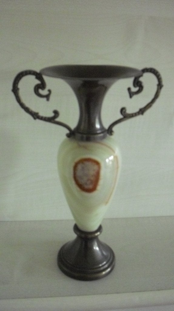 Antieke Vaas met onyx en brons, Ophalen of Verzenden