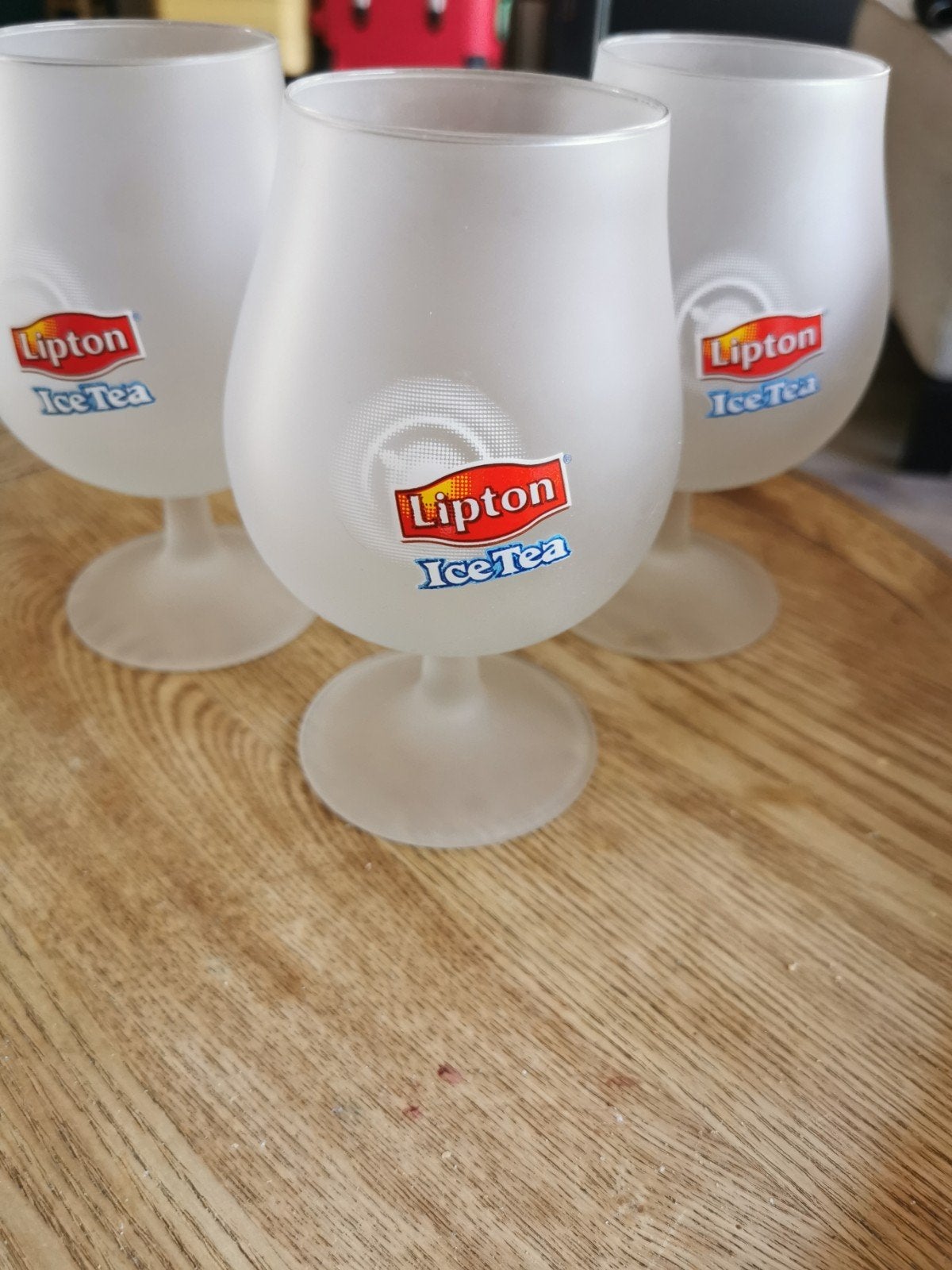 3 stuks glazen iceTea Lipton, Ophalen, Zo goed als nieuw