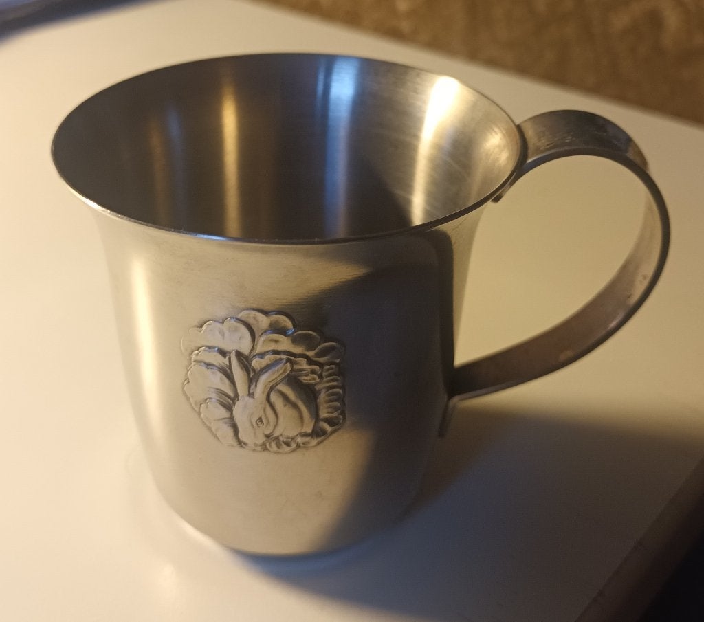 Baby servies/ Beker/ RVS/ 60-er jaren, Ophalen of Verzenden, Gebruikt, Drinkbeker
