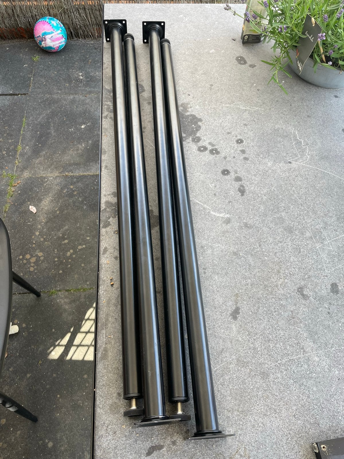 4 Zwarte metalen tafelpoot, verstelbaar, 90 cm, Tafelpoot, Minder dan 50 cm, Gebruikt, 50 tot 100 cm