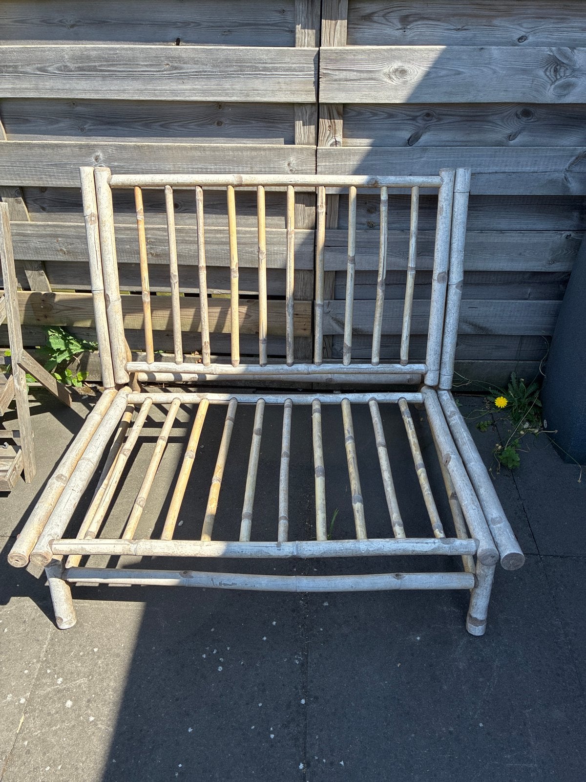 Bamboe loungebank met kussens, 100 cm breed, Huis en Inrichting, Ophalen, Gebruikt, Eenpersoons, Minder dan 75 cm