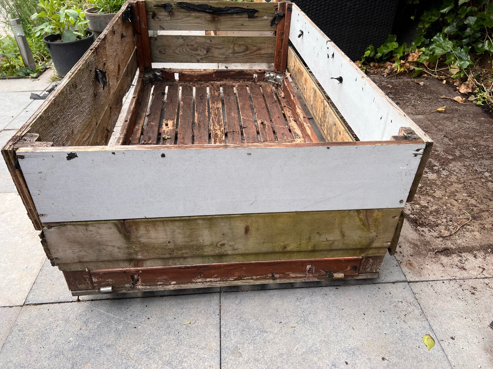 Gratis: houten moestuinbak 142 bij 80 cm, Ophalen, Gebruikt, 100 cm of meer, Balkon