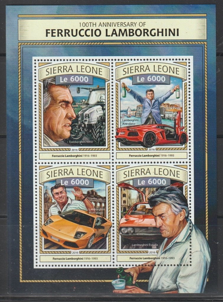AUTO’S = LAMBORGHINI = mooi bl SIERRA LEONE-309-13, Verzenden, Postfris, Auto's