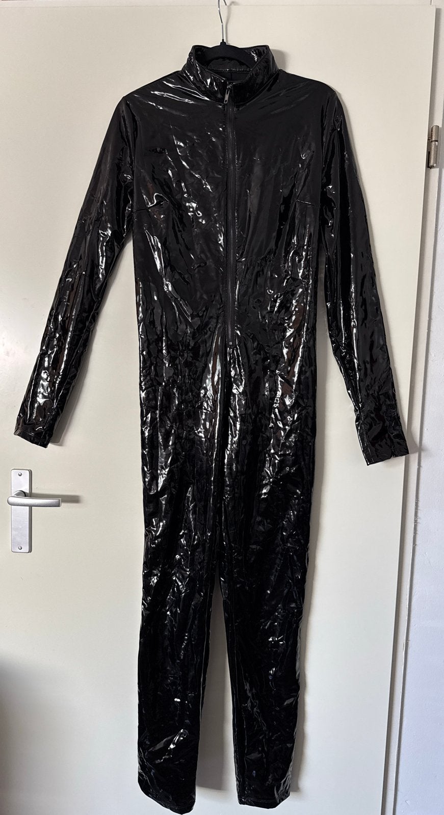 Zwart latex look fetish catsuit - L, Verzenden, Zwart, Body of Korset