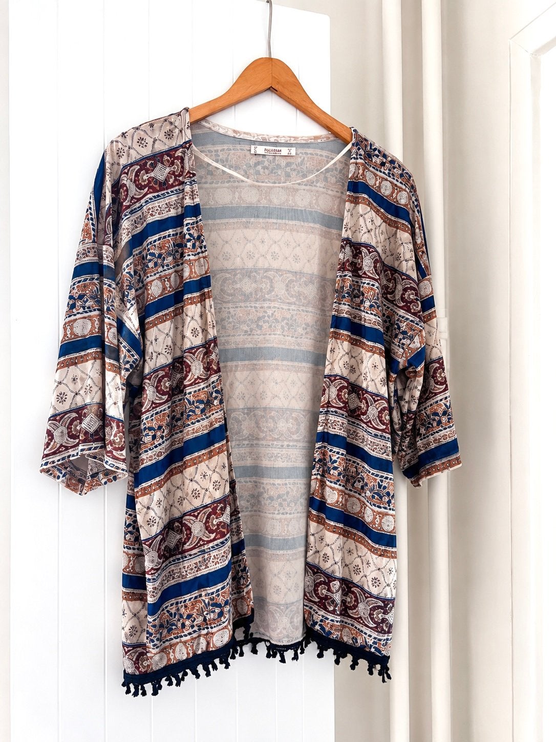 Boho velvet kimono / omslag vest Pull & Bear – maat S  zomer, Ophalen of Verzenden, Zo goed als nieuw, Maat 36 (S), Beige
