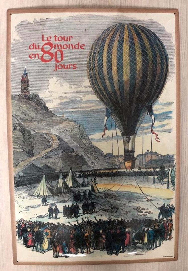 Metalen wandbord / poster Le tour du monde en 80 jours, 39 cm, Metaal, Ophalen of Verzenden, Zo goed als nieuw
