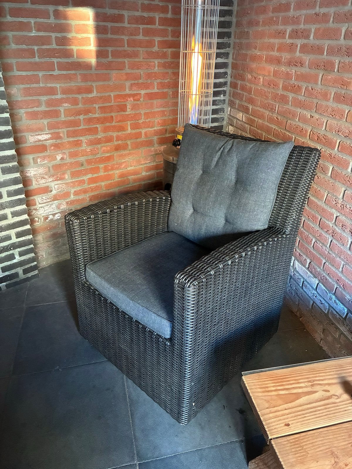 Bellagio Wicker Tuinstoel met Kussens - Zo goed als nieuw, Ophalen, Zo goed als nieuw, Wicker
