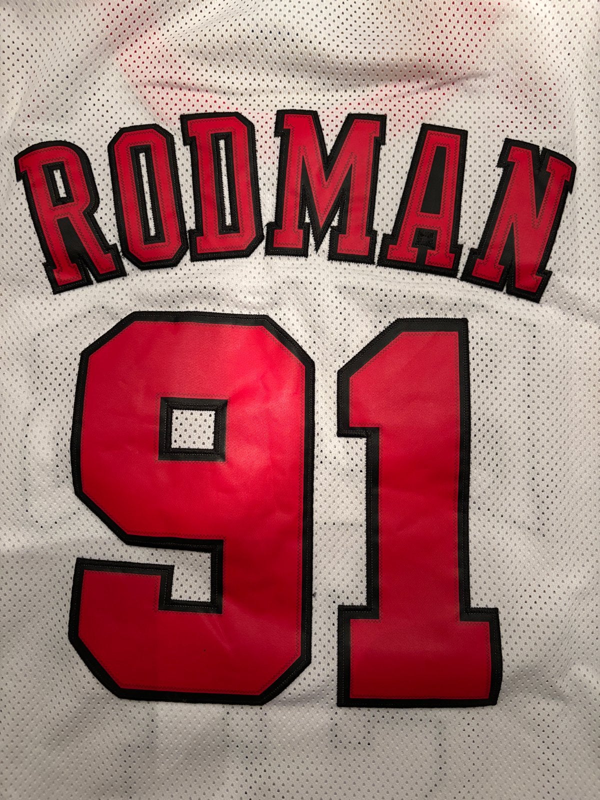 Chicago Bulls Dennis Rodman #91 maat L, Maat 52/54 (L), Wit, Overige typen, Ophalen of Verzenden