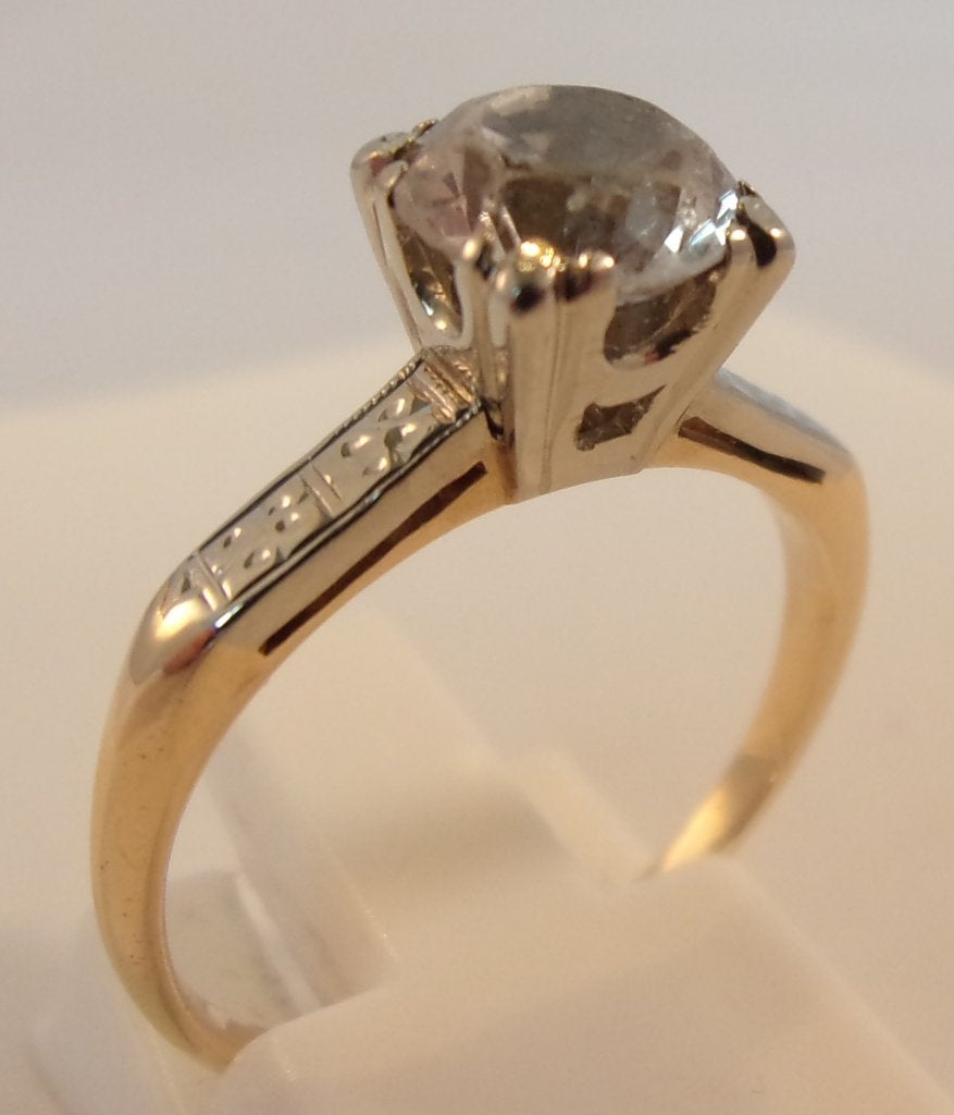 Trouwring - verlovingsring, 14 karaat bicolor goud, Verzenden, Met edelsteen, Dame, Goud