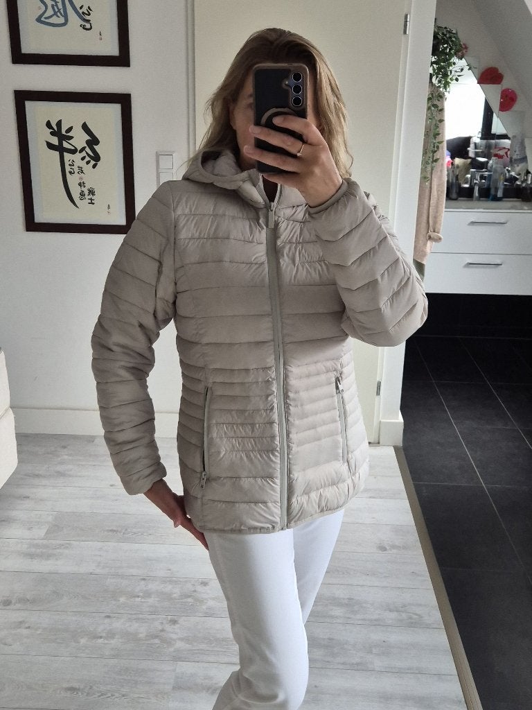 Beige licht gewatteerde damesjas Pescara • nieuw • maat L, Beige, Maat 42/44 (L), Pescara, Nieuw