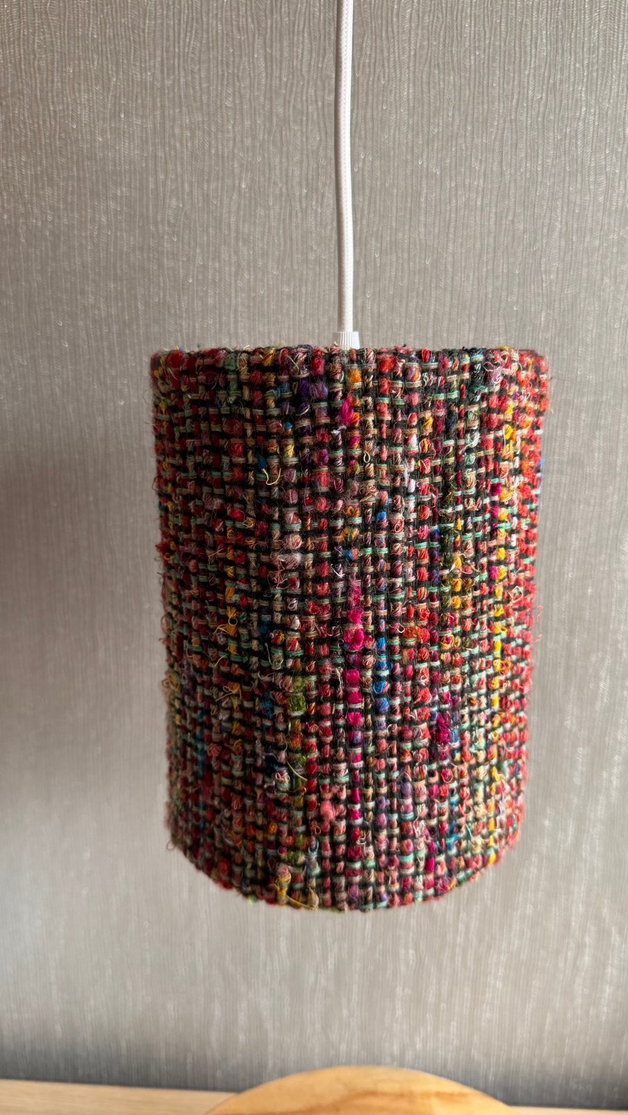 Unieke LODSH Lampenkap - Handgeweven Stof, Rond, Ophalen of Verzenden, Zo goed als nieuw, Minder dan 25 cm