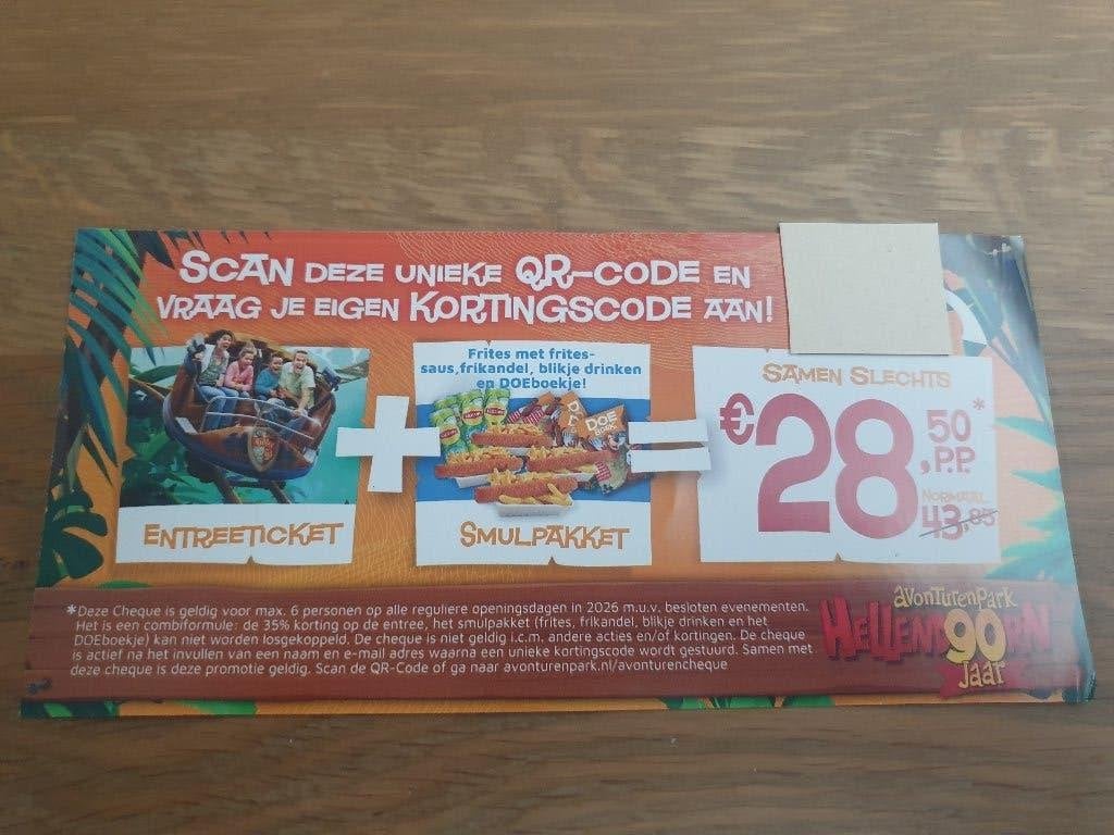 Attractiepark Hellendoorn 127 euro korting 6 pers, Tickets en Kaartjes, Drie personen of meer, Arrangement, Kortingskaart