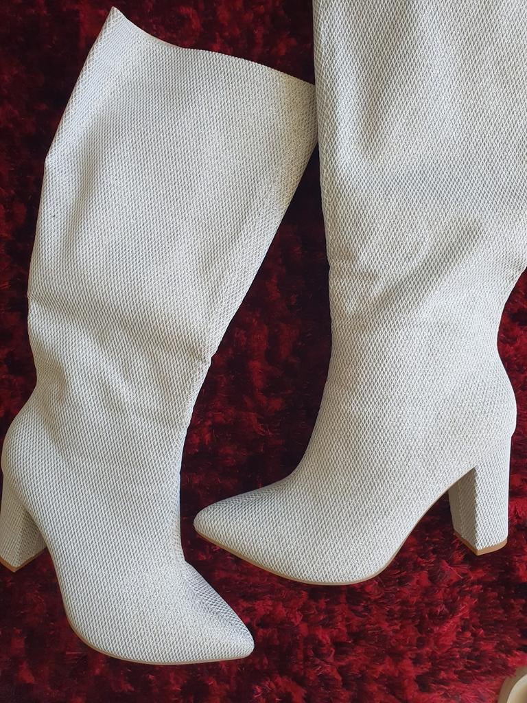 Glitter laarzen maat 38, Kleding | Dames, Schoenen, Hoge laarzen, Wit, Ophalen of Verzenden, Onbekend