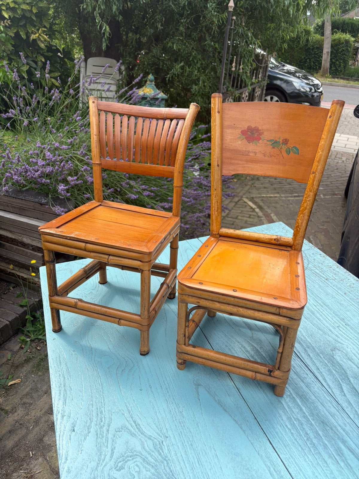 2 x bamboe kinder stoeltjes, Ophalen