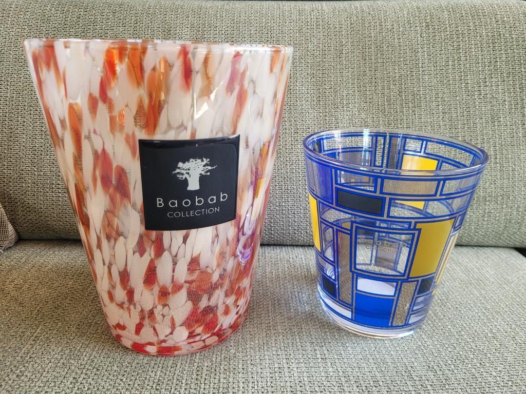 2 x Baobab Collection Vaas / geurkaars, Gebruikt, Overige kleuren, Ophalen of Verzenden, Glas