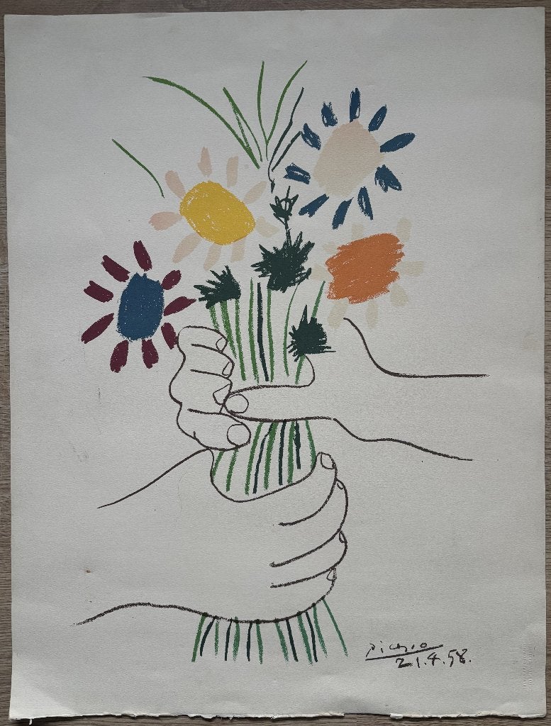 Pablo Picasso (1881 -1973) -Le Bouquet de la Paix, Antiek en Kunst, Kunst | Litho's en Zeefdrukken, Abstract, Ophalen of Verzenden