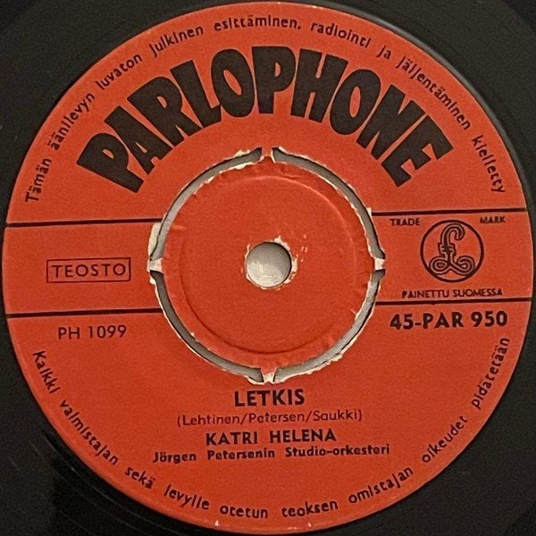Ruil/koop Katri Helena Letkis b/w Mannermaan Letkis (1965), Cd's en Dvd's, Vinyl Singles, Ophalen of Verzenden, Gebruikt, 7 inch