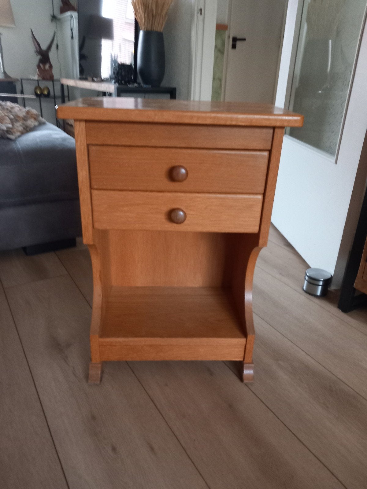 Blank eiken nachtkastje met 2 lades, Ophalen