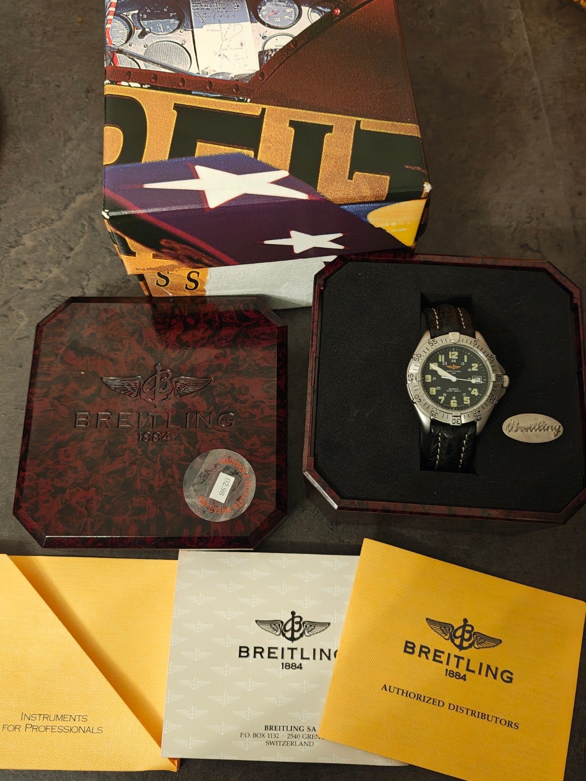 ZELDZAAM collectors item: Breitling Colt 38mm Nieuwstaat, Leer, Staal, Breitling, Polshorloge