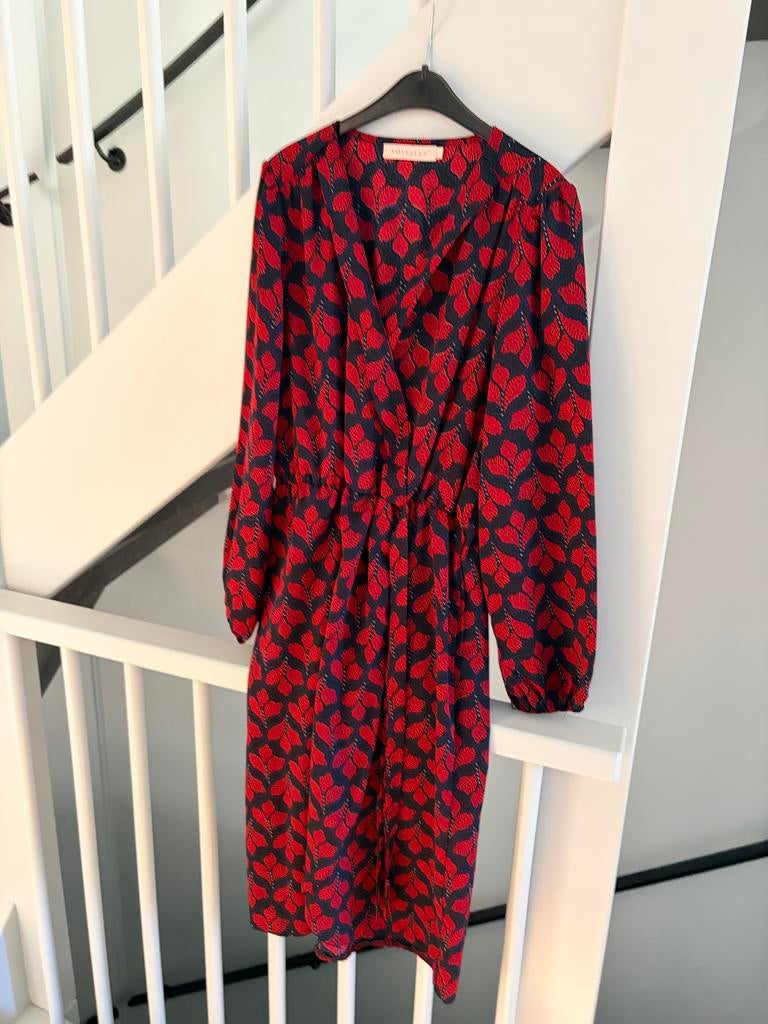 Jurk Voyelles maat L rood, blauw, zwart zgan, Zwart, Maat 42/44 (L), Ophalen of Verzenden, Zo goed als nieuw
