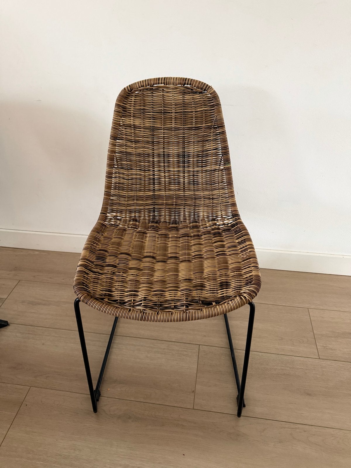 4 Karwei eettafelstoelen, rotan, Ophalen, Gebruikt, Bruin, Riet of Rotan