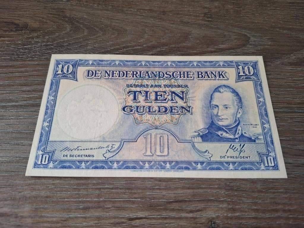 Net biljet 10 gulden Willem I / Staatsmijnen, 1945, Postzegels en Munten, Ophalen of Verzenden, 10 gulden