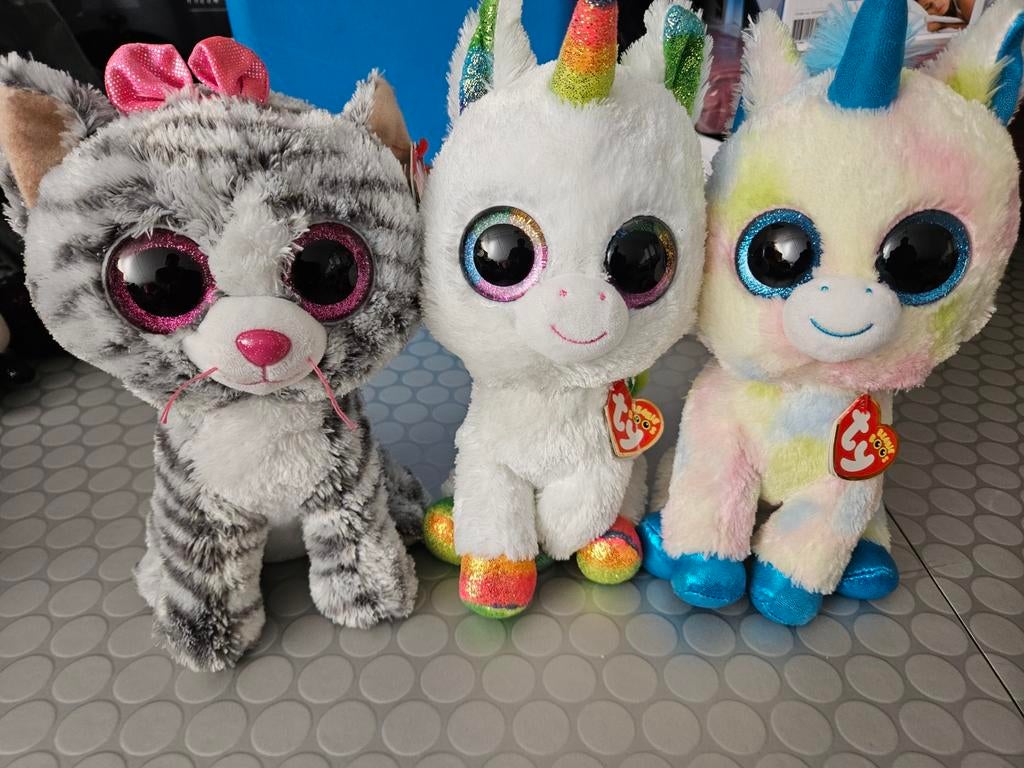 Ty Beanie Boos: Kat en Eenhoorns (3 stuks), Ophalen of Verzenden, Zo goed als nieuw, Middelgroot (20 tot 80 cm), Ty